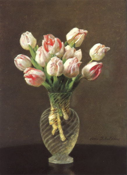 Tulpen in hohem Glas